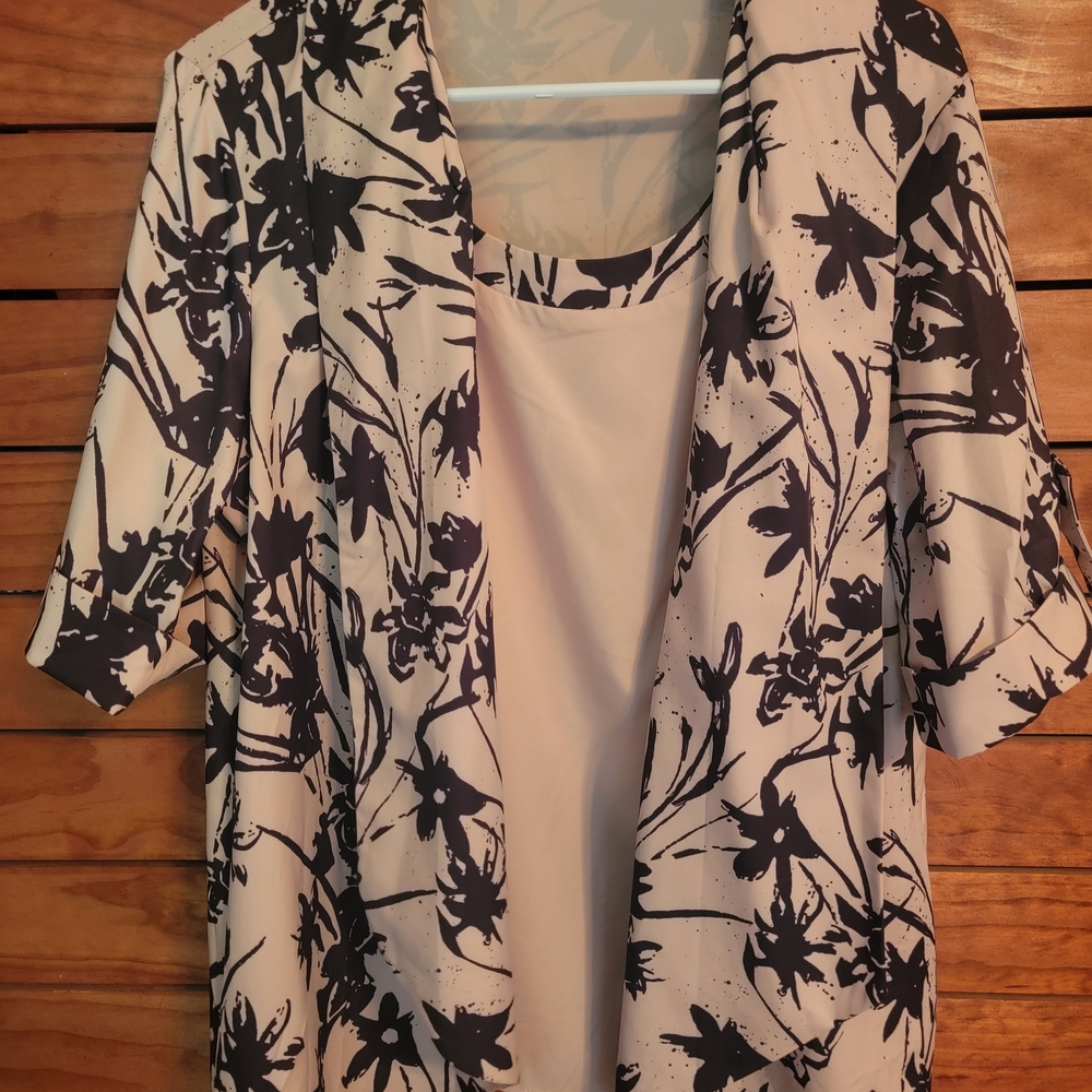 Floral Print Blazer and Top Set